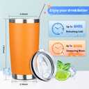 ATIKZHE 20oz Tumbler with Straw and Brush, Stainless Steel Vacuum Insulated tumbler, Double Wall Insulated Coffee Tumbler for Outdoor, Home, Travel,Office (Orange,1pcs)