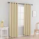 2 Panels Room Darkening Flame Retardant Curtains, Meet NFPA701 Test - Fire Resistant Curtains Thermal Insulated Privacy Curtains (2 Panels, Beige, 52 X 84 in)