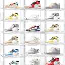 MMBABY 12 Pack Acrylic Clear Shoe Boxes– Ultra Clear Plastic Stackable Sneaker Storage For Sneakerhead. Professional Grade Shoe Display Case with Magnetic Door.Fits US Size 15