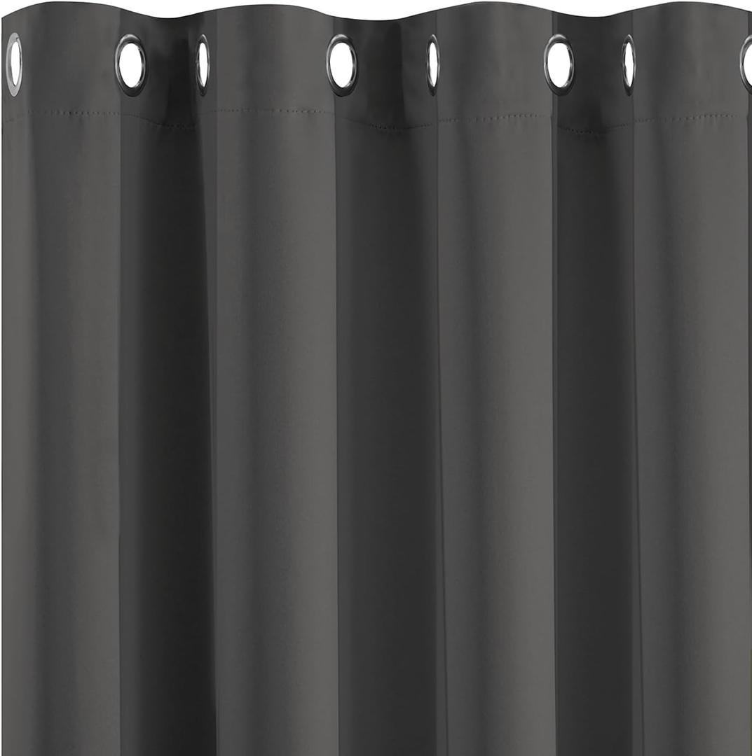 Yakamok 72 Inch Long Blackout Curtains for Bedroom, Thermal Insulated Room Darkening Curtains, Light Blocking Blackout Drapes for Living Room- 2 Panels,52x72 Inch, Charcoal Grey