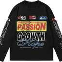 RoseSeek Men's Number Print Jersey Tops Graphic Tee Long Sleeve Crew Neck T-Shirt Streetwear (XX-Large, Black)