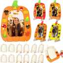 Geelin 12 Pack Fall DIY Wooden Pumpkin Picture Frames Craft Kits Pumpkin Photo Frame Ornaments for Thanksgiving Autumn Art Fall Craft Decoration for Home Classroom Activities Gift Party Favor (Fresh)