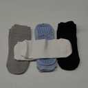 YeuG 4 Pairs Pilates Socks for Women - Non Slip Grip Socks for Yoga, Barre, Hospital, Barefoot (Small-Medium, D01-black/Blue/Light Grey/White)