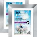 Americanflat 5x7 Picture Frame with Polished Clear Glass - Set of 2 - Use as 4x6 Frame with Mat or Display 5x7 Photo Without Mat - Signature Collection - Photo Frames for Tabletop or Wall - Silver