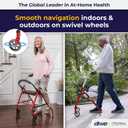 Drive Medical 1239RD Foldable Rollator Walker with Seat, Red, 1 Count (Pack of 1)