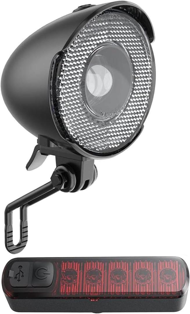 New Version 350Lumen High-Brightness Headlights Retro Bicycle Headlights Classic Retro Night Riding Safety Bicycle Fog Lights Headlights with Bracket (black set)