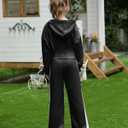 Girls' Clothing Set Crop Top Letter Hoodie Sweatpants Fall Winter Outfits Tween Girl Trendy Clothes Activewear 8-12 (Black)