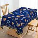 Hafangry Hanukkah Tablecloth Jewish Chanukah Menorah Holiday Decoration Home Dining Room Kitchen Table Cloth Decor - 60 x 84inch