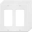 2-Gang Decorator Wall Plate Cover Double Switch Outlet Electrical Faceplate for Light Switche, Smart Switch, Receptacle, Dimmers, USB Outlet, GFCI, White (4-Pack)