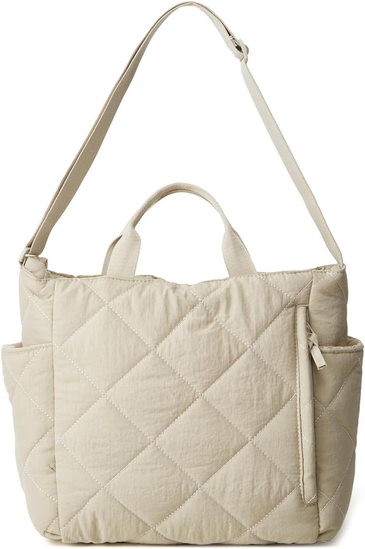 Puffer Tote Bag Women Quilted Crossbody Handbag Lattice Padded Puffy Purse Casual Satchel Bag