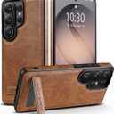 Designed for Samsung Galaxy S26 Ultra Leather Case with Stand, Protection Slim Adjustable Kickstand Phone Cover Compatible with Samsung Galaxy S26 Ultra (Brown)