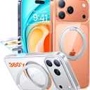 TORRAS Upgraded 360 Rotatable Magnetic Stand for iPhone 17 Pro Max Case, Fit for MagSafe with Ring, Mil-Grade Protection, Camera Control, Anti-Yellowing Slim Case for iPhone 17 ProMax Ostand, Clear