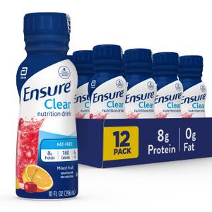 Ensure Clear Mixed Fruit Nutritional Drink | 8g Protein, 15 Vitamins & Minerals | Fat-Free | Ready to-Drink | Refreshing Taste | 10 fl oz, 12 Pack (EXP 11/01/26)