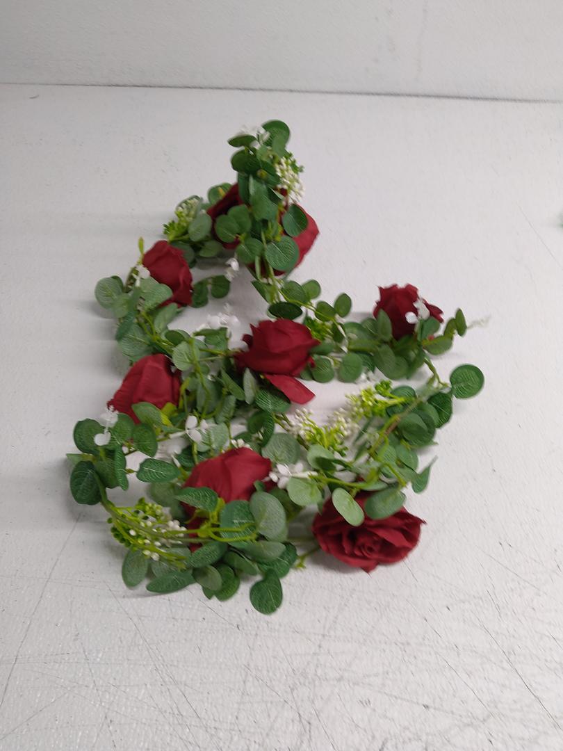 Flower Garland, Artificial Rose Vine Flowers Plants, Hanging Fake Roses Vine for Room Anniversary Wedding Birthday Christmas Wall Arch Decor 1 Pack