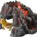 Reptile & Amphibian Habitat Dcor | Volcano Shape Aquarium Decorations Cave| Reptile Rock Hide Cave for Lizards, Bearded Dragon | Resin Fish Tank Cave