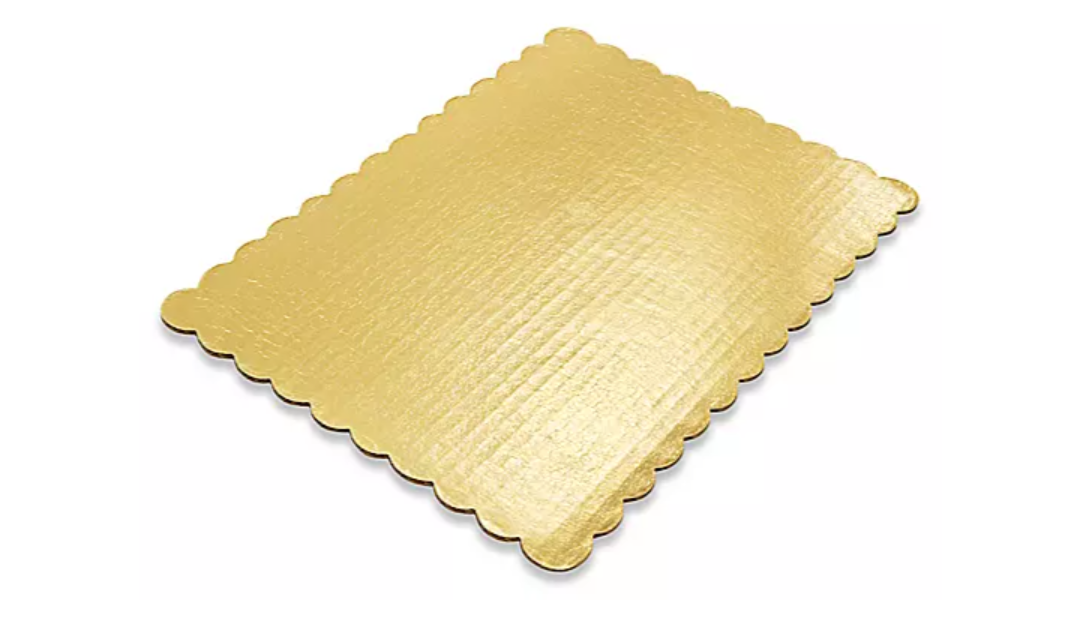 Scalloped Cake Pads - 1⁄4 Sheet, Gold