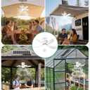 21” Solar Ceiling Fan Light, 35W Solar Powered Gazebo Fan with Remote Control, Rechargeable Battery Operated Portable Camping Fan Outside, for Tent Patio Greenhouse Porch Canopy Pergola