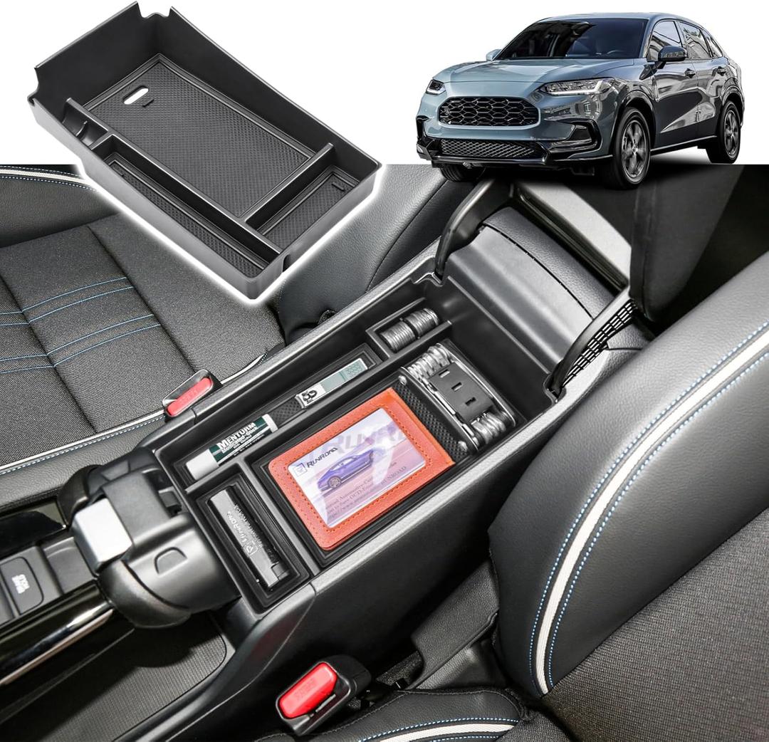 RUNROAD Center Console Organizer Tray Compatible with Honda HR-V 2023 2024 2025 2026 HRV Accessories, ABS Console Organizer Armrest Storage Box Coin Holder, Black