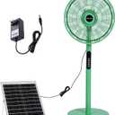 16 inch Solar Oscillating Standing Fan with Solar Panel, Portable Rechargeable Mobile Floor Fans, 14400mah Battery, Two Charging Methods, 4 Speeds, for Bedroom Study or Outdoor (Green)