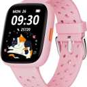 BIGGERFIVE Smart Watch for Kids No APP No Phone Needed, 1.8" Fitness Tracker Watch Pedometer, Heart Rate, Sleep Monitor, IP68 Waterproof, Step Counter, Puzzle Games for Girls Boys Teens 5-16, Pink