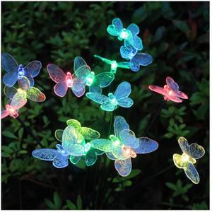 Solar Garden Lights Outdoor Waterproof 4 Pack 32 LED Decorative Color Changing Swaying Butterfly Lights Garden Decor Stakes for Outside Yard Pathway Lawn Grave Decor