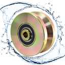 Goaste 2 Pack 4" Solid Slide V Groove Wheels, Heavy Duty Sliding Gate Casters, 1-3/4" Width Rolling Gate Wheels with Screw & Double Bearings for Industrial Machines Rail, Load Capacity 1000 Lbs