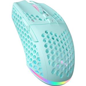 SOLAKAKA SM600 Honeycomb Shell Gaming Mouse Wireless,8000 DPI Tri-Modes BT5.1/2.4G Wireless/Type-C Wired Gamer Mouse with 2 Side Buttons, Macro Programmable and RGB Light for PC/Mac/Laptop,Green