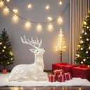 Gloworm YKL-1016, 21.5CM with Acrylic Figure Light Up Reindeer Lighting, 20 Warm White LEDs, 6H Timer Dual Power Supply USB or Battery: 3 x AAA (Not Included) Christmas/Home Decoration Indoor