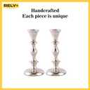 Rely+ Silver Candle Holders Set of 2 Decorative Centerpiece Table Candlesticks Holders for Taper Candles Home Decor Easter Candle Holders for Dinner Party Wedding Decorations