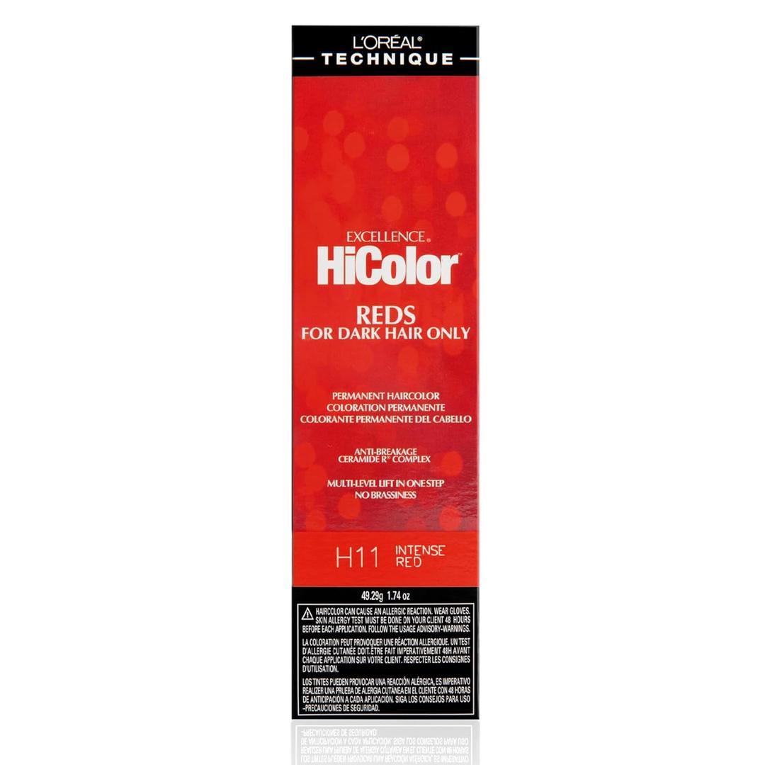 L'Oral Technique HiColor Reds Permanent Hair Color - Lifts Dark Hair in One Step Leaving No Brassiness, Rich & Smooth Creme Formula, Intense & Long-Lasting Color