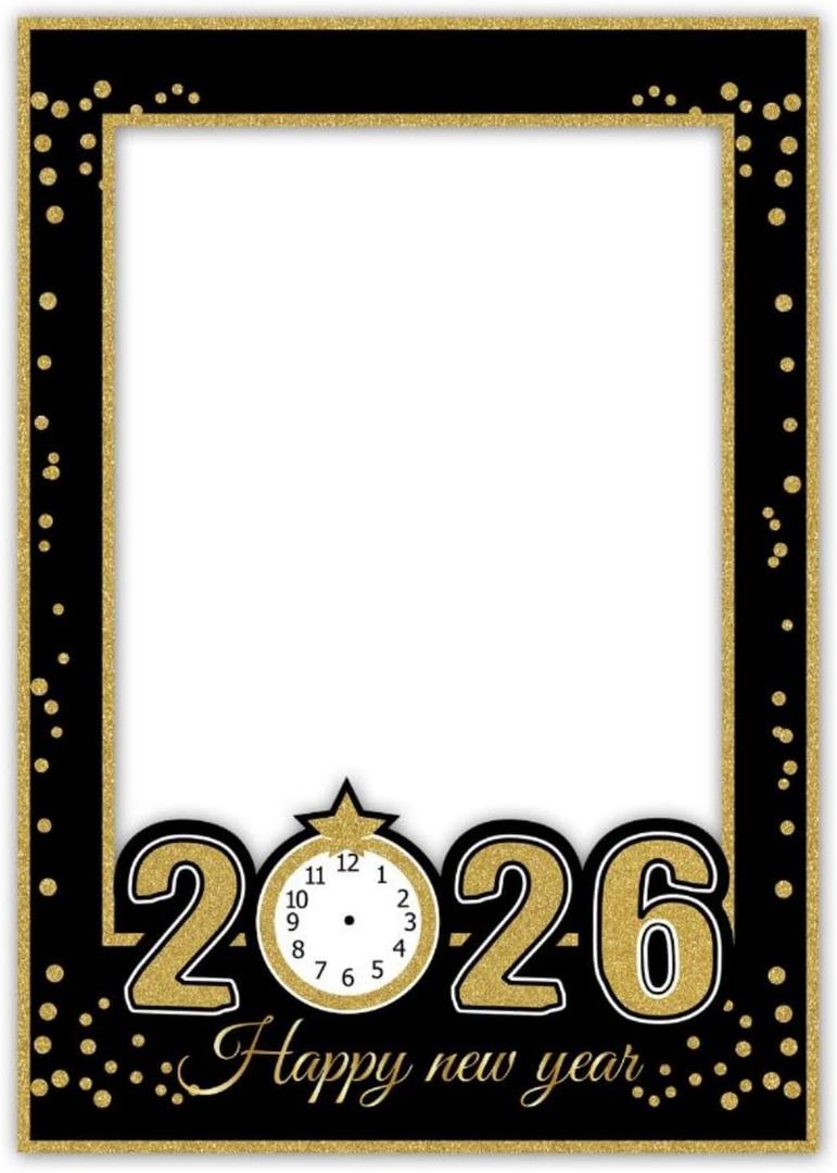 7-gost 2026 Happy New Year's Eve Party Photo Booth Props Supplies with Photo Frame 2026 Party Props (Pack of 26)