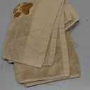 SmoothNovelty 2 Pcs Dog Paw Hand Towels Bathroom Decor 13 x 29 Inch 100% Cotton Embroidered Soft Hand Towels Absorbent Farmhouse for Kitchen Restroom (Brown)