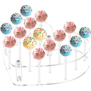 Heart Shape Acrylic Lollipop Stand, 16-Hole Clear Cake Pop Holder for Candy and Dessert, Durable Heart Design Display Rack for Christmas Weddings, Birthday Parties, Baby Showers, Bakery Showcase