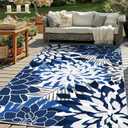 ZonLi Colorful Outdoor Rug 9x12Ft Waterproof Multicolored Indoor Area Rug Washable Outdoor Patio Rugs Tropical Floral Non Slip Outdoor Carpet for Living Room, Pool,Backyard,Deck,Camping