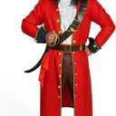 Spooktacular Creations Mens Pirate Captain Costume Set, Red Deluxe Captain Outfit for Adult Halloween Dress Up Party Cosplay-XL(Plus)