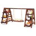 MORITECK 3-Tier Wooden Cupcake & Dessert Display Stand with Swing Frame – Rustic Torch-Finished Pine, Extra Wide 5.1" Trays, Pre-Assembled with Anti-Slip Pads, Party & Wedding Cake Holder