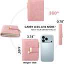 Pomelo Best Wallet Women Large Capacity Bifold Wallets for Women Credit Card Holder 8 Card Slots with 2 ID Window Zipper Coin Pocket Rose