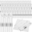 Zubebe 200 Pack Rolled Silverware Pre Rolled Silverware Set Disposable Wrapped Plastic Cutlery Set Disposable Utensils Includes Forks, Knives, Spoons, Napkins Wrapped for Wedding Party (Silver,White)