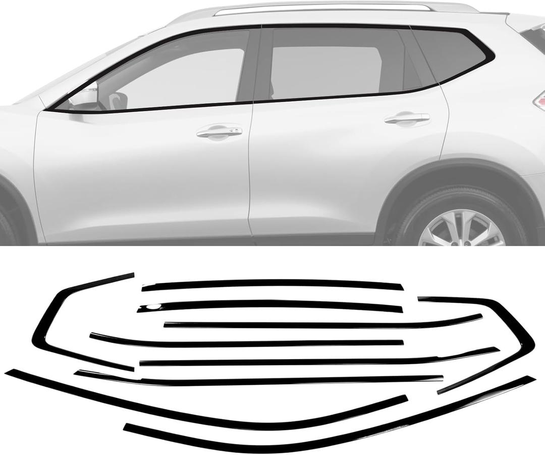 Stainless Steel Window Trim Chrome Delete for Nissan Rogue 2014-2020 Black Window Trim Blackout Kit