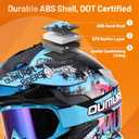 OUMURS DOT Adult Dirt Bike Helmet with Goggles Gloves & Mask Adjustable Sun Visor Motorcycle Adult ATV Helmet Off-Road Motocross Downhill Moped MX BMX for Unisex Adult-188-Blue Cowboy, L