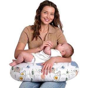 Little Grape Land Nursing Pillow for Infants, Extra Firm Breastfeeding Pillows, Baby Pillow for Nursing, Bottle Feeding with Machine Washable Cover & Breathable Filling (Bear)
