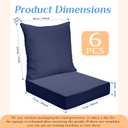 Hoteam 6 Set Outdoor Chair Cushions 20 x 20 Inch Patio Cushions Deep Seat Waterproof Patio Furniture Set for Replacement Removable Seat and Back (Navy Blue)