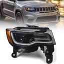 Huray Headlight Assembly for Jeep Grand Cherokee 2017-2021 [Only for Xenon Type] [Black Housing] OE Headlamp Replacement Passenger Side