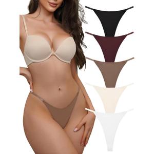 Seamless G-String Thongs for Women,T-Back Thong,No Show Underwear Stretch Comfortable Breathable Low Rise Panties (S)