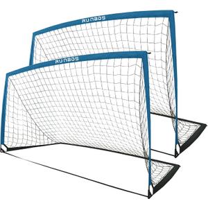 RUNBOW 9x5 ft Portable Kids Soccer Goal for Backyard Adult Junior Large Practice Soccer Net with Carry Bag (Grey Blue)