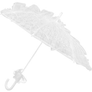 LUOEM White Wedding Lace Parasol Umbrella Wedding Bride Umbrella White Photo Prop for Bridal Decoration - Size Small