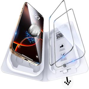 9H+ Glass for iPhone 16 Pro Max Screen Protector, Military Grade Shatterproof HD Tempered Glass, Bubble-Free, Case Friendly (One-Pull Installation) -2 Pack