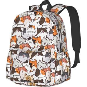 Cute Anime Cat Backpack School Bag Lightweight Bookbag Casual Daypack for Girls Boys Kids Women Men Travel Laptop 16 Inch (Kitty)