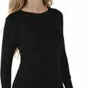 Womens Long Sleeve Thermal Shirts, 2025 Fall Winter Crew Neck Shirt for Women, Stretch Basic Tight Long Sleeve Underwear Tops (Black, S)
