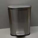 Amazon Basics Smudge Resistant Small Rectangular Step Pedal Trash Can with Soft-Close Lid, Removable Inner Bucket, Brushed Stainless Steel, 12 Liter/3.1 Gallon, Satin Nickel Finish